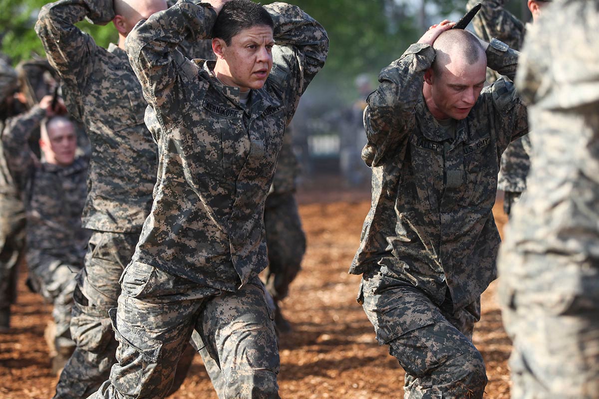 U.S. Army Soldiers conduct combatives training during the Ranger Course on Ft. Benning, GA., April 20, 2015. Soldiers attend Ranger school to learn additional leadership and small unit technical skills. (U.S. Army/Pfc. Antonio Lewis/Released)